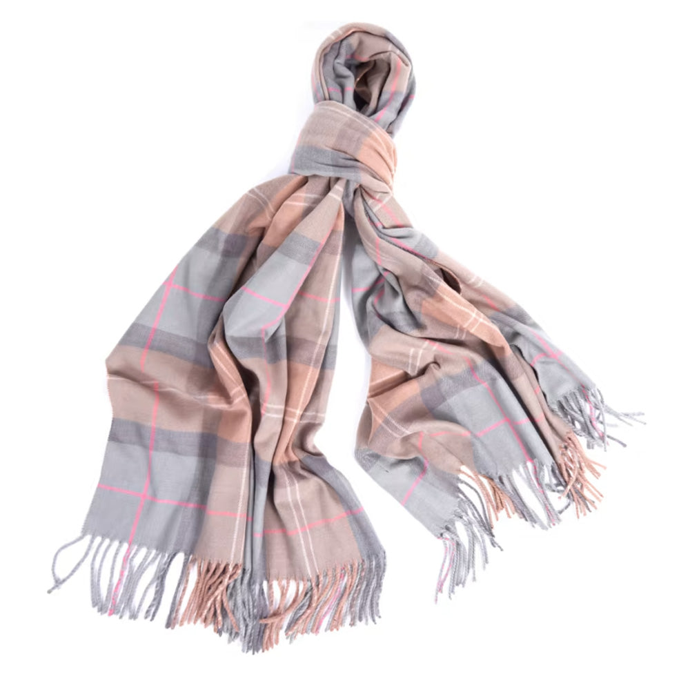 Barbour Womens Hailes Wrap Taupe / Pink