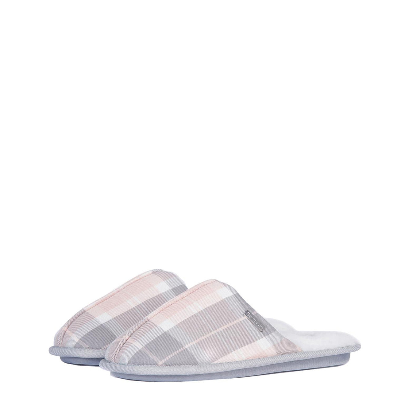 Barbour Womens Maddie Slippers Recycled Pink / Grey Tartan