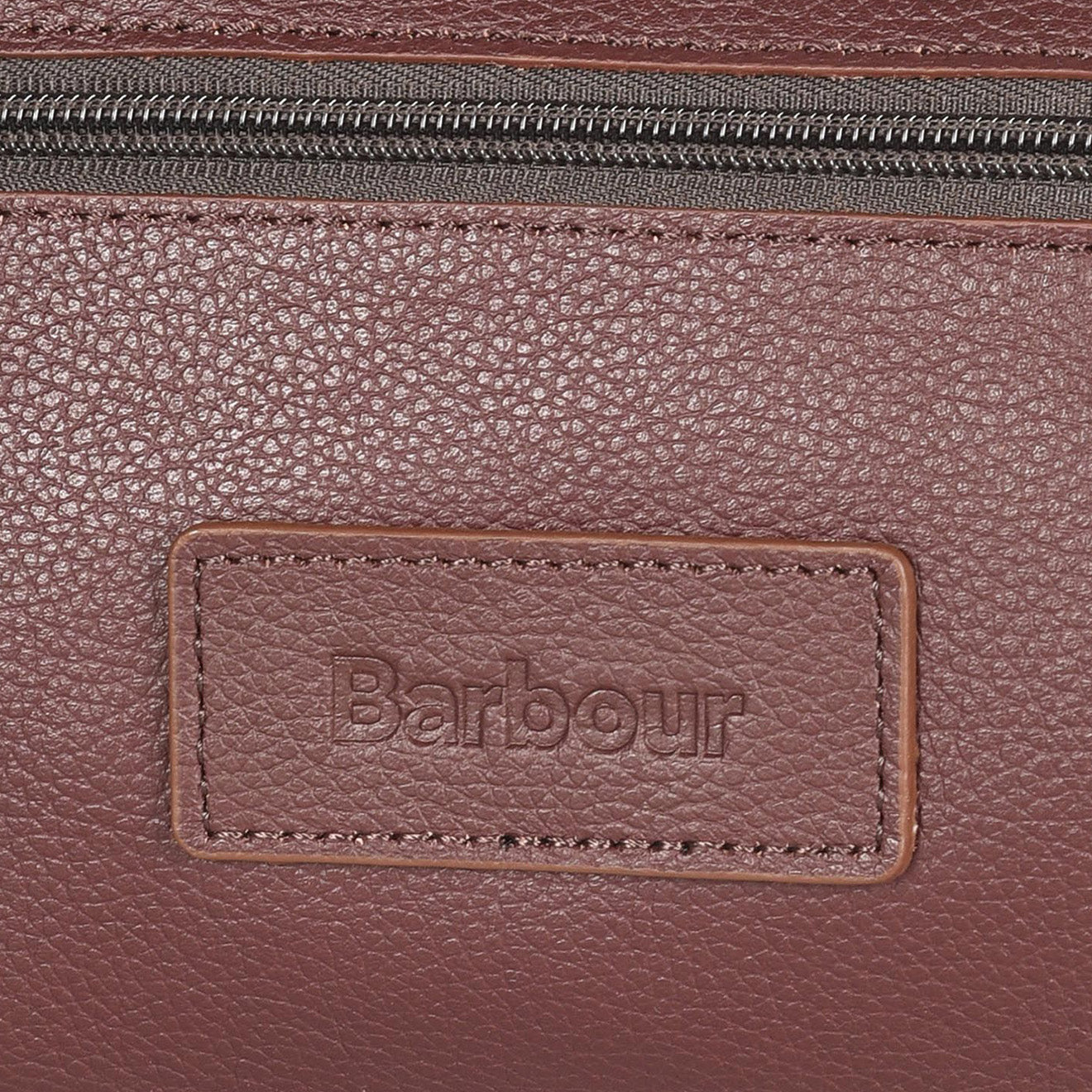 Barbour Leather Wash Bag Dark Brown