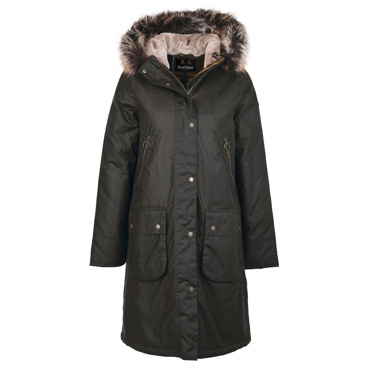 Barbour Womens Stavia Wax Jacket Olive / Classic