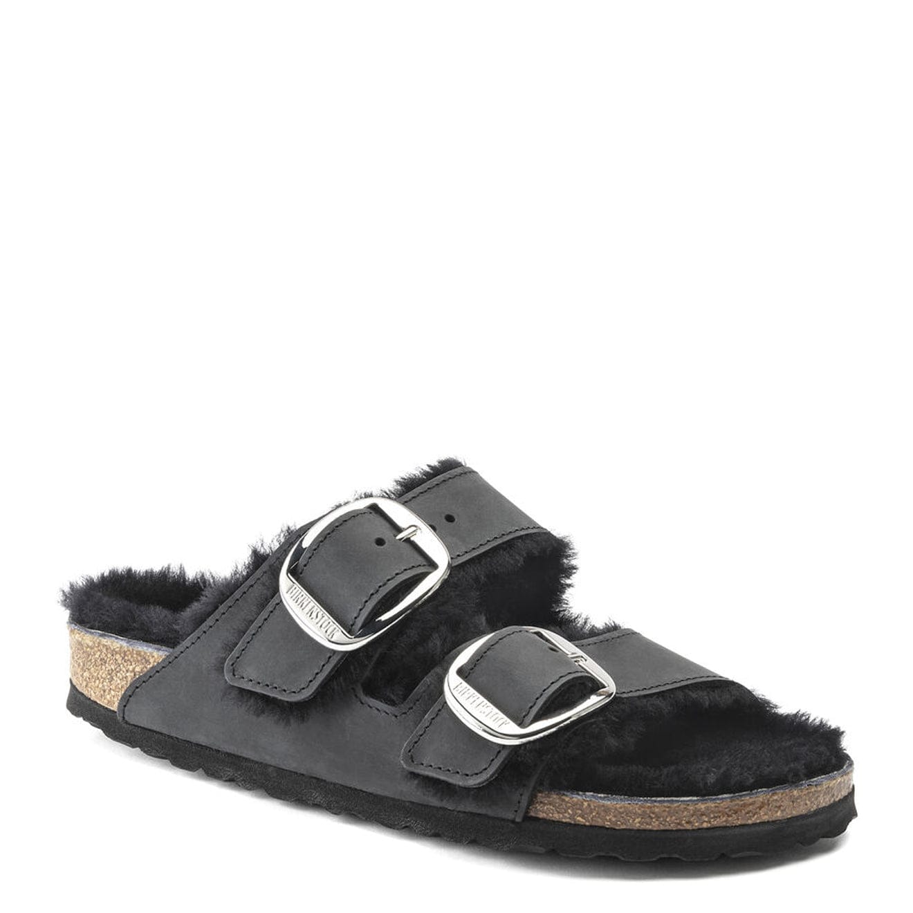 Birkenstock Womens Arizona Big Buckle Shearling Narrow Sandal Oiled Leather Black