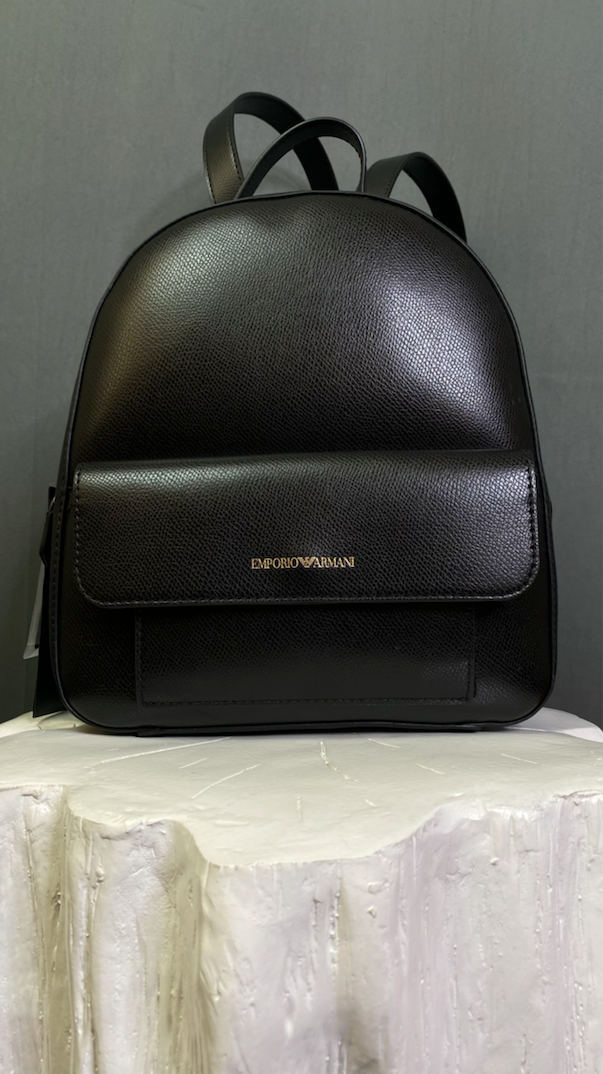 $245 Emporio Armani Black Leather Women Zaino Minidollaro Backpack –  lux2youlux2you