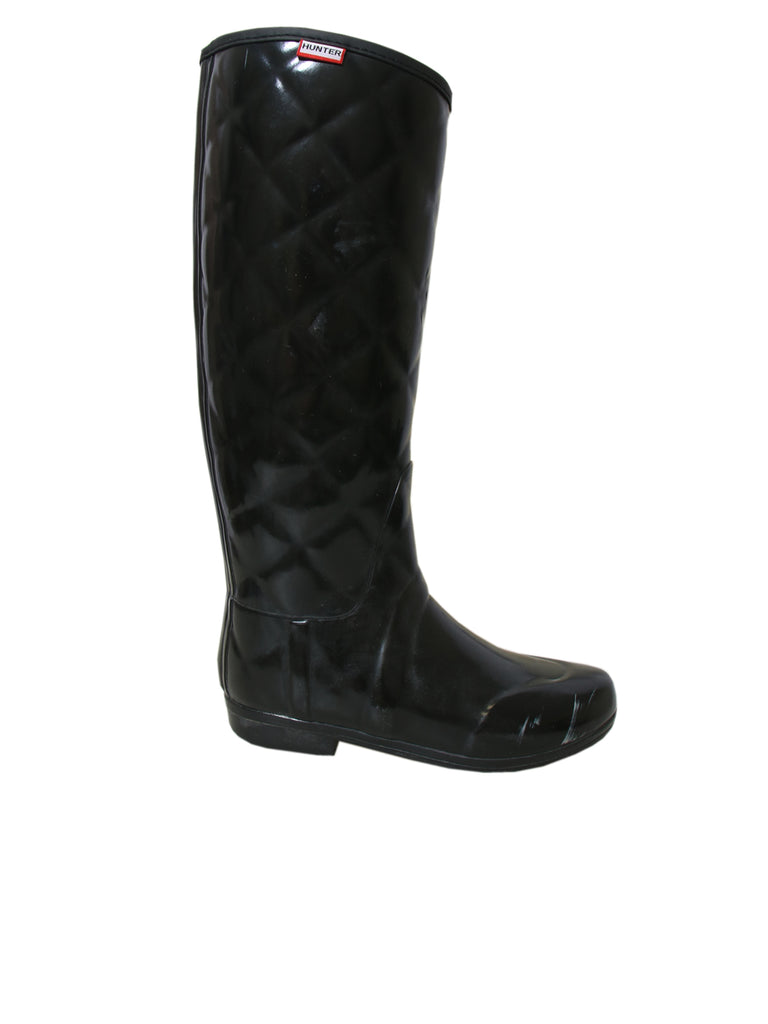 hunter black quilted rain boots