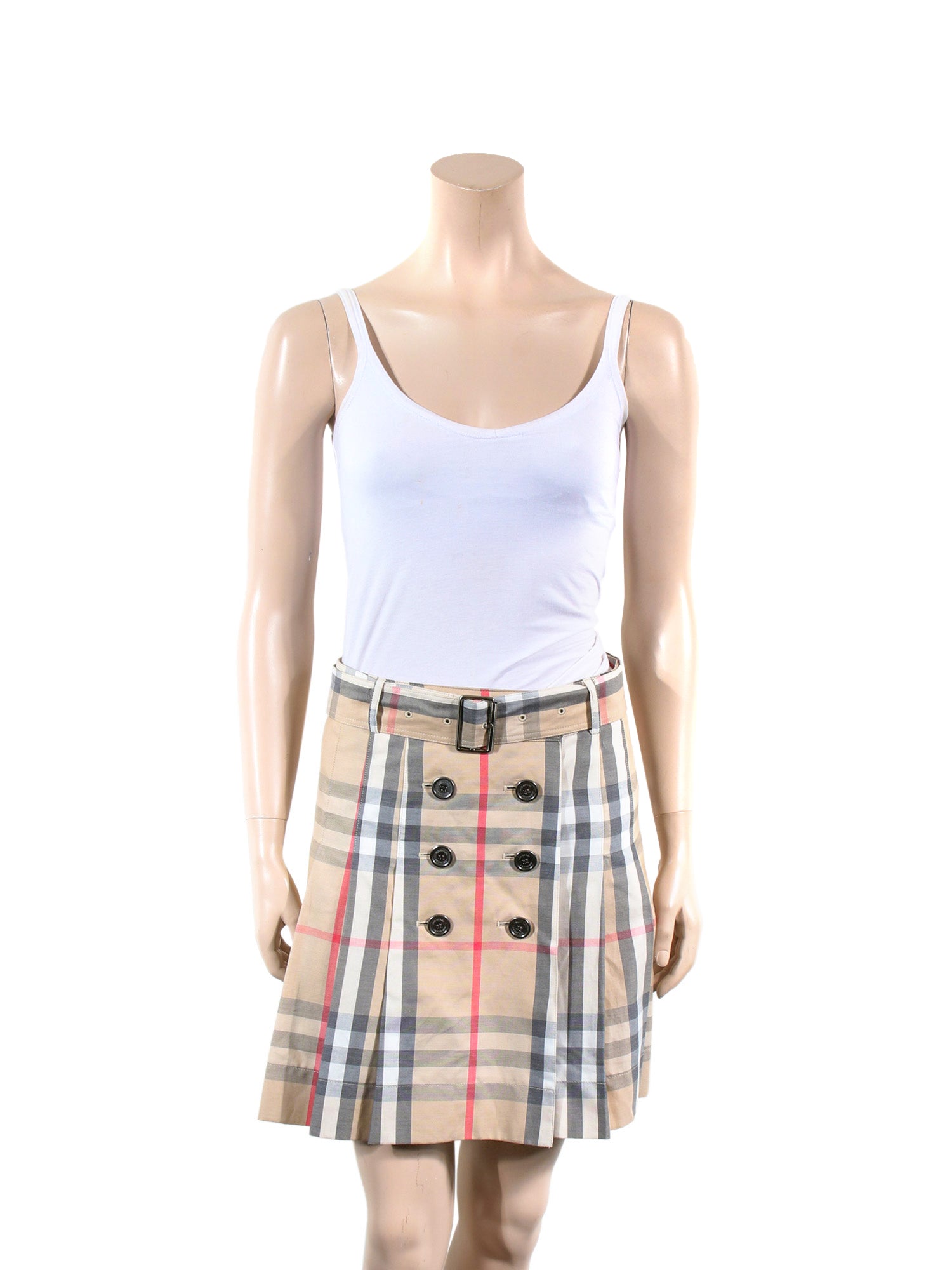 Burberry Check Pleated Cotton Skirt – Closet