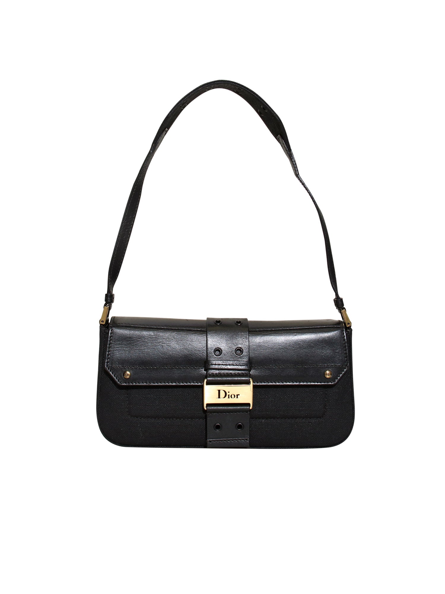 Christian Dior Vintage Black Leather Chain Strap Shoulder Bag Good amp  Authentic  eBay