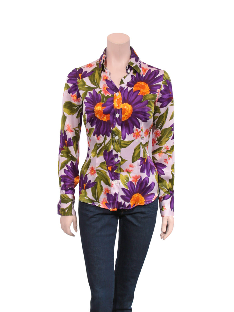 Pre-owned D\u0026G Floral Silk Blouse 