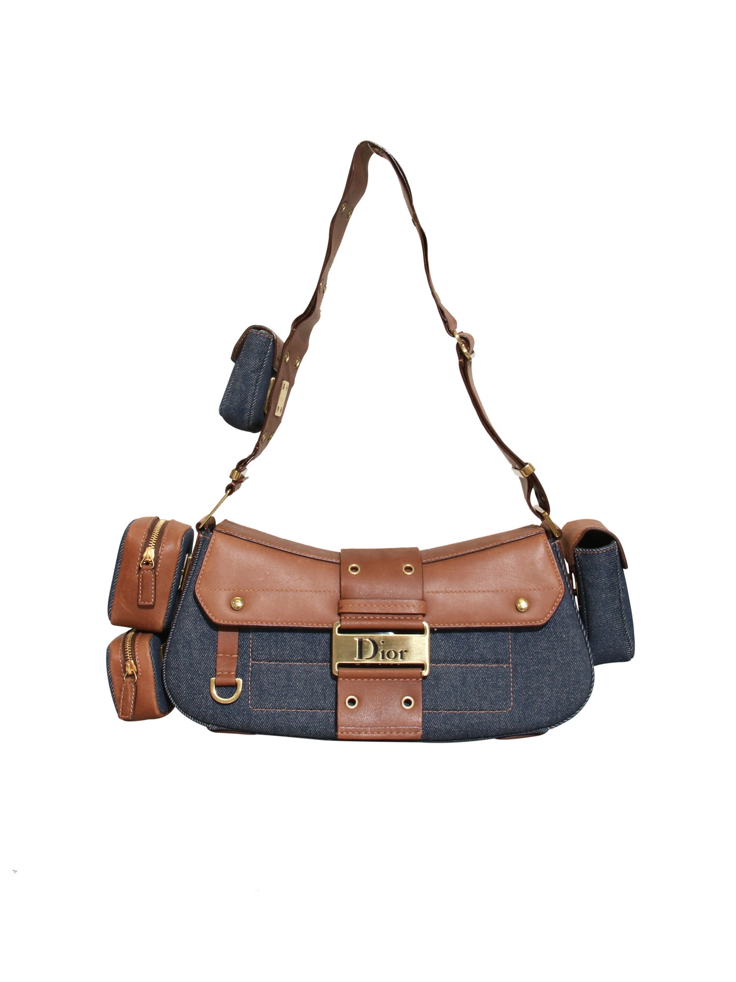 Dior columbus denim & brown shoulder bag– KOSHARCHIVE