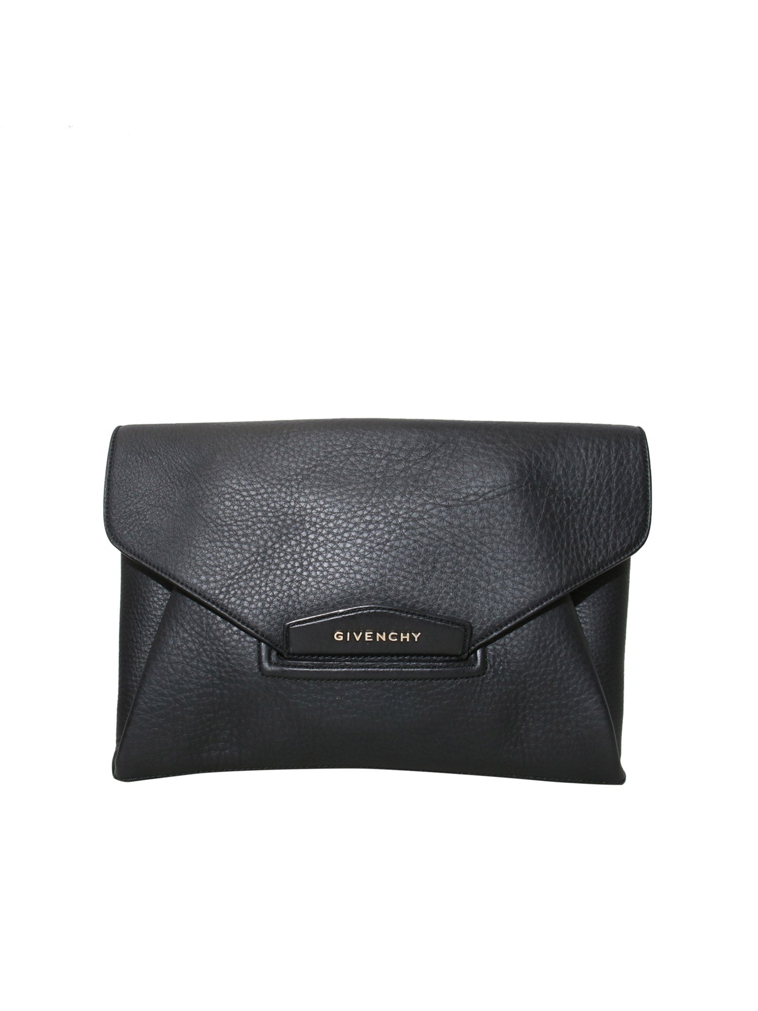 GIVENCHY Dark Brown Textured Leather Antigona Envelope Clutch