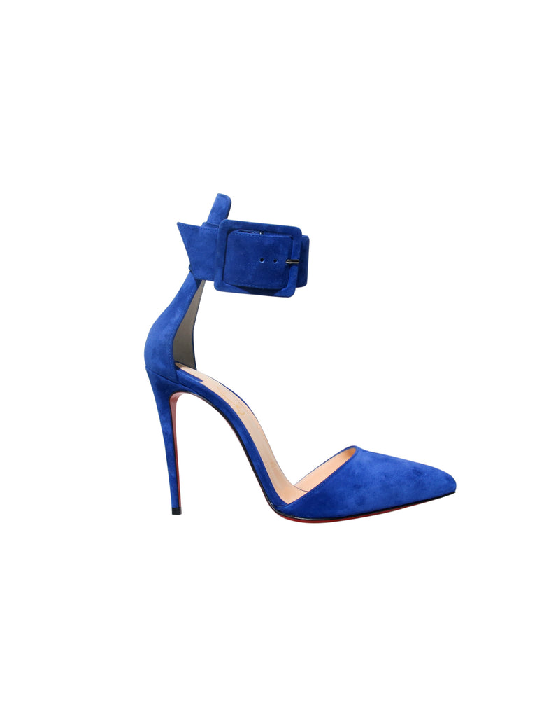 christian louboutin blue suede pumps