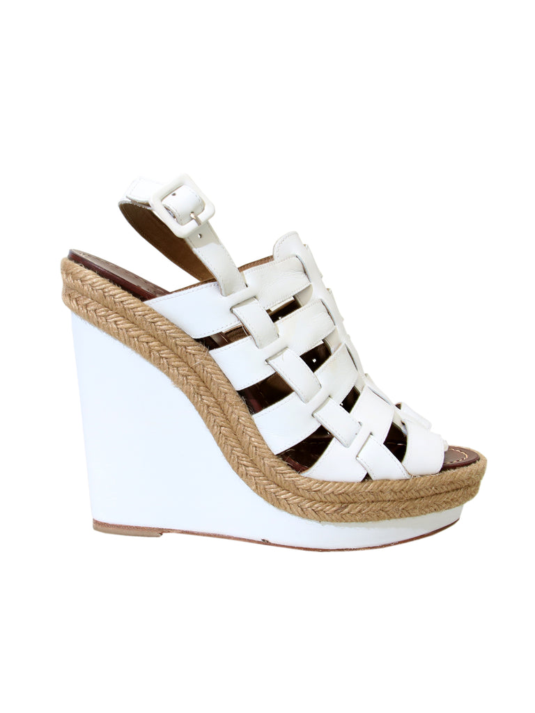 christian louboutin white wedges