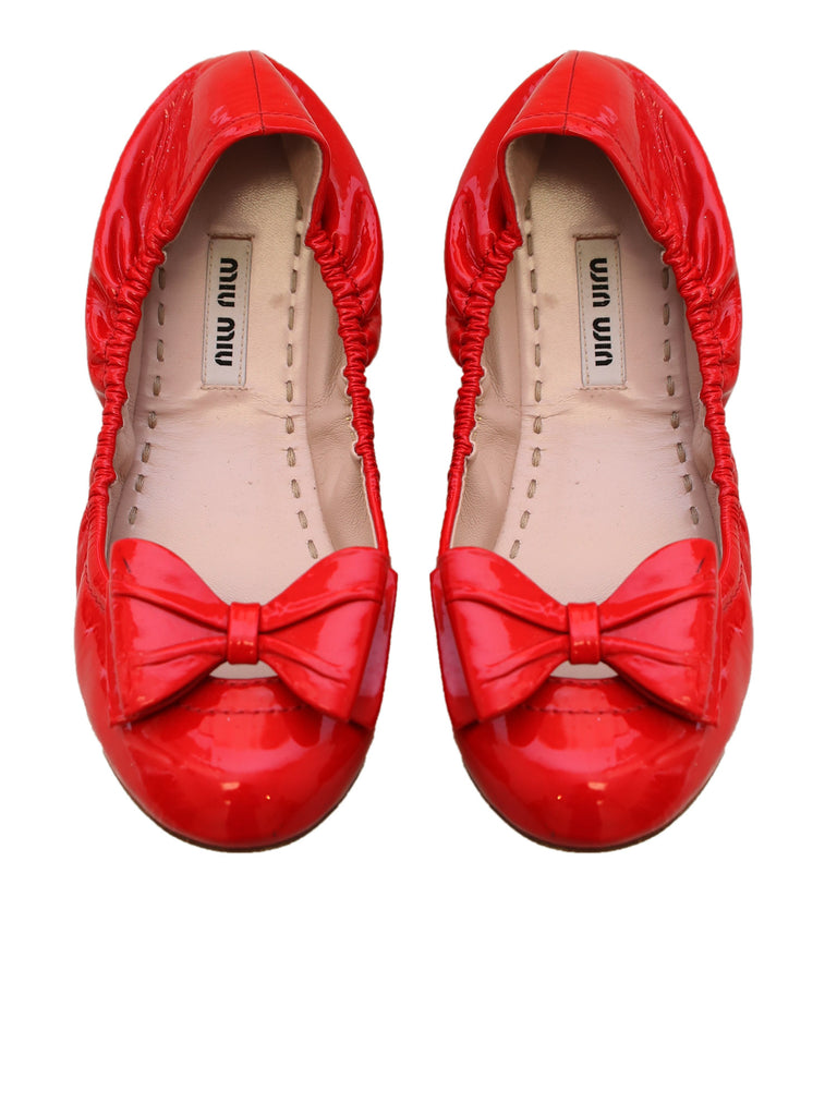 red patent leather flats