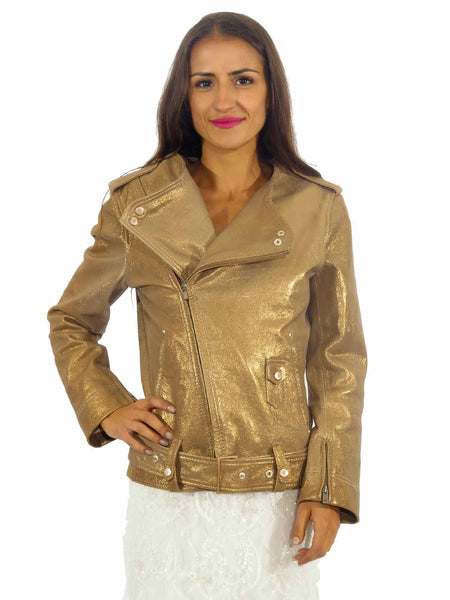 Punto Metallic Leather Jacket