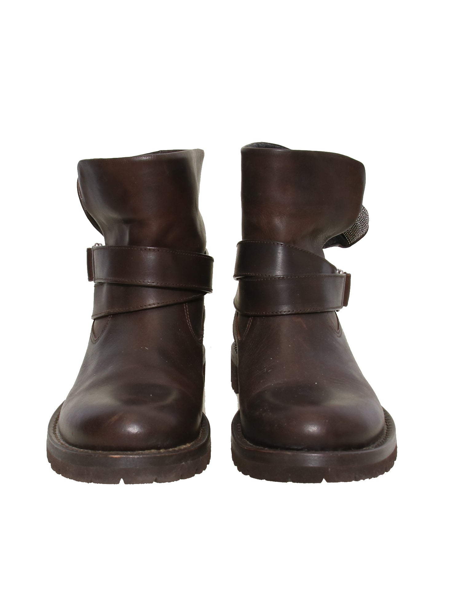 Pre-owned Brunello Cucinelli Monili-Trimmed Leather Boots – Sabrina's ...