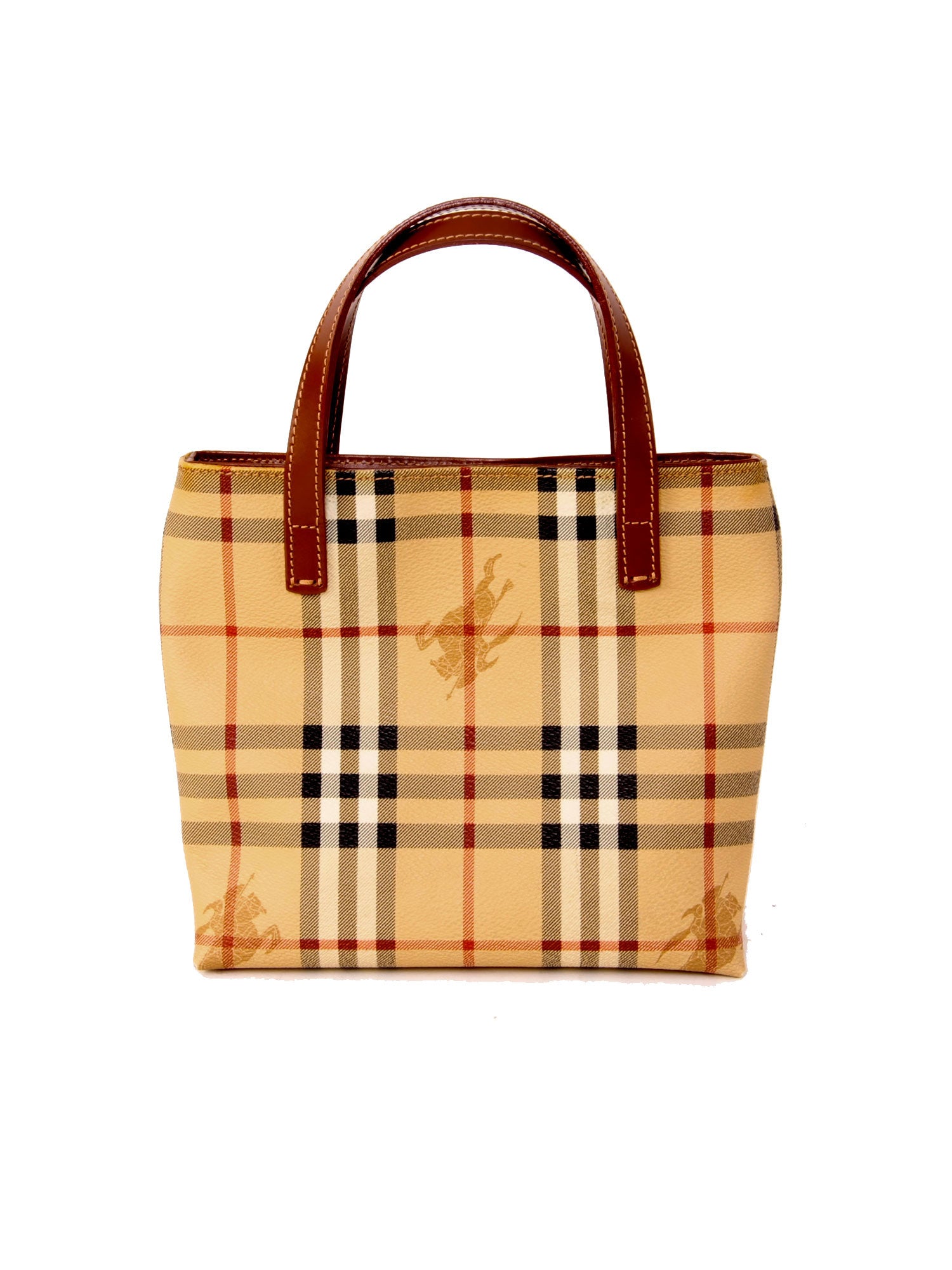 Burberry Mini Tote Bag in Coated Canvas With Check Pettern in 