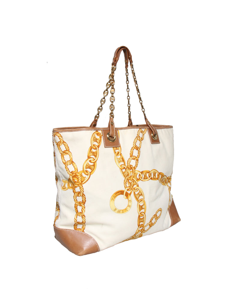 Pre-Owned Celine Leather-Trimmed Printed Canvas Tote Bag – Sabrina&#39;s Closet