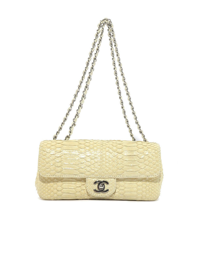 Chanel Python  Cream Lambskin Leather Small Boy Bag with Aged Gold  Lot  15028  Heritage Auctions