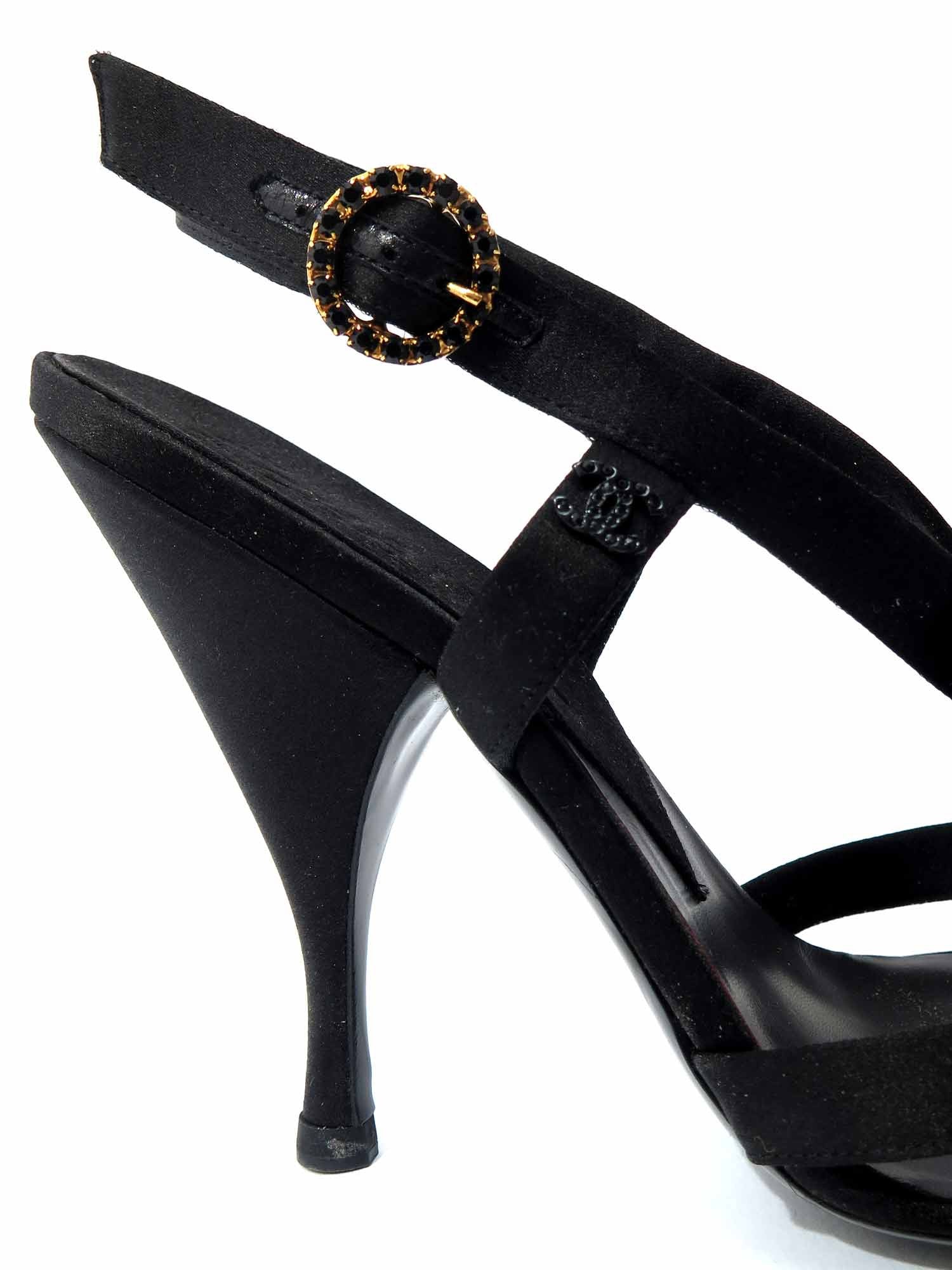 Shop Chanel Embellished Satin Sandals – Sabrina's Closet