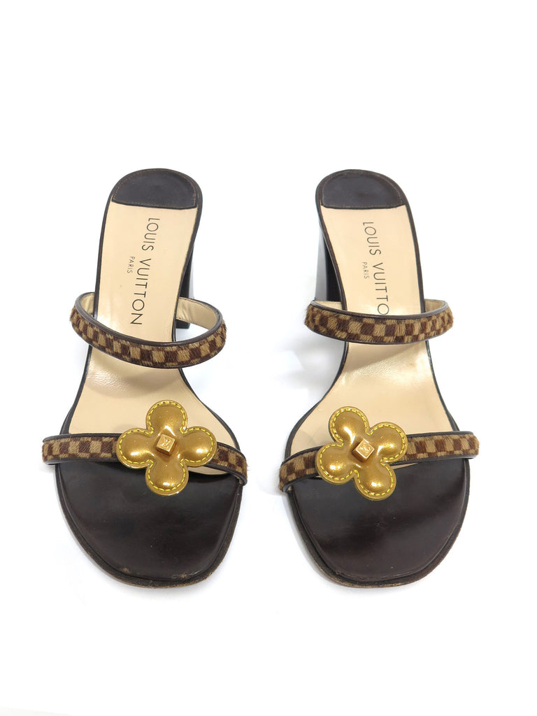 Pre-owned Louis Vuitton Ponyhair Damier Sandals – Sabrina&#39;s Closet