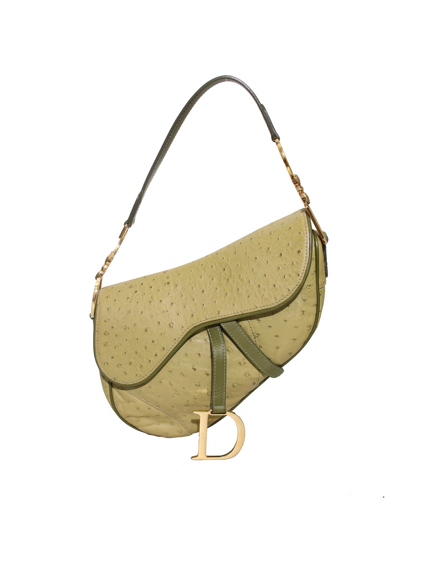 CHRISTIAN DIOR Vintage Ostrich Saddle Bag