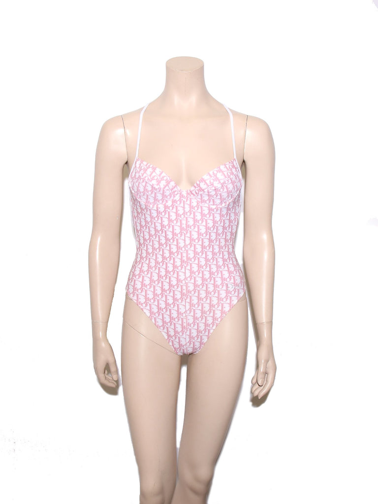 Kids Asymmetric OnePiece Swimsuit Ivory and Pop Pink Technical Fabric  with DipDye Print  DIOR SK