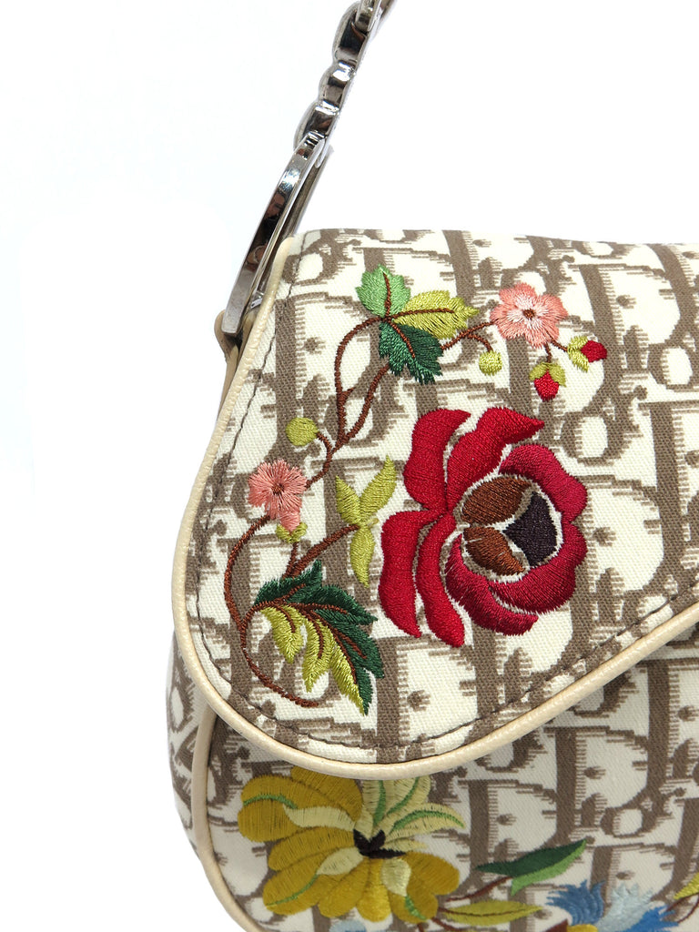 Pre-owned Christian Dior Vintage Flowers Saddle Bag – Sabrina&#39;s Closet