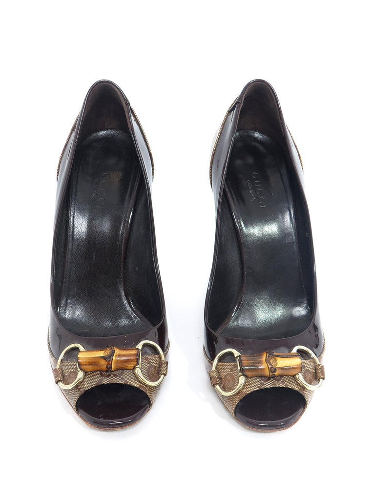 Pre-owned Gucci Monogram Bamboo Pumps – Sabrina's Closet