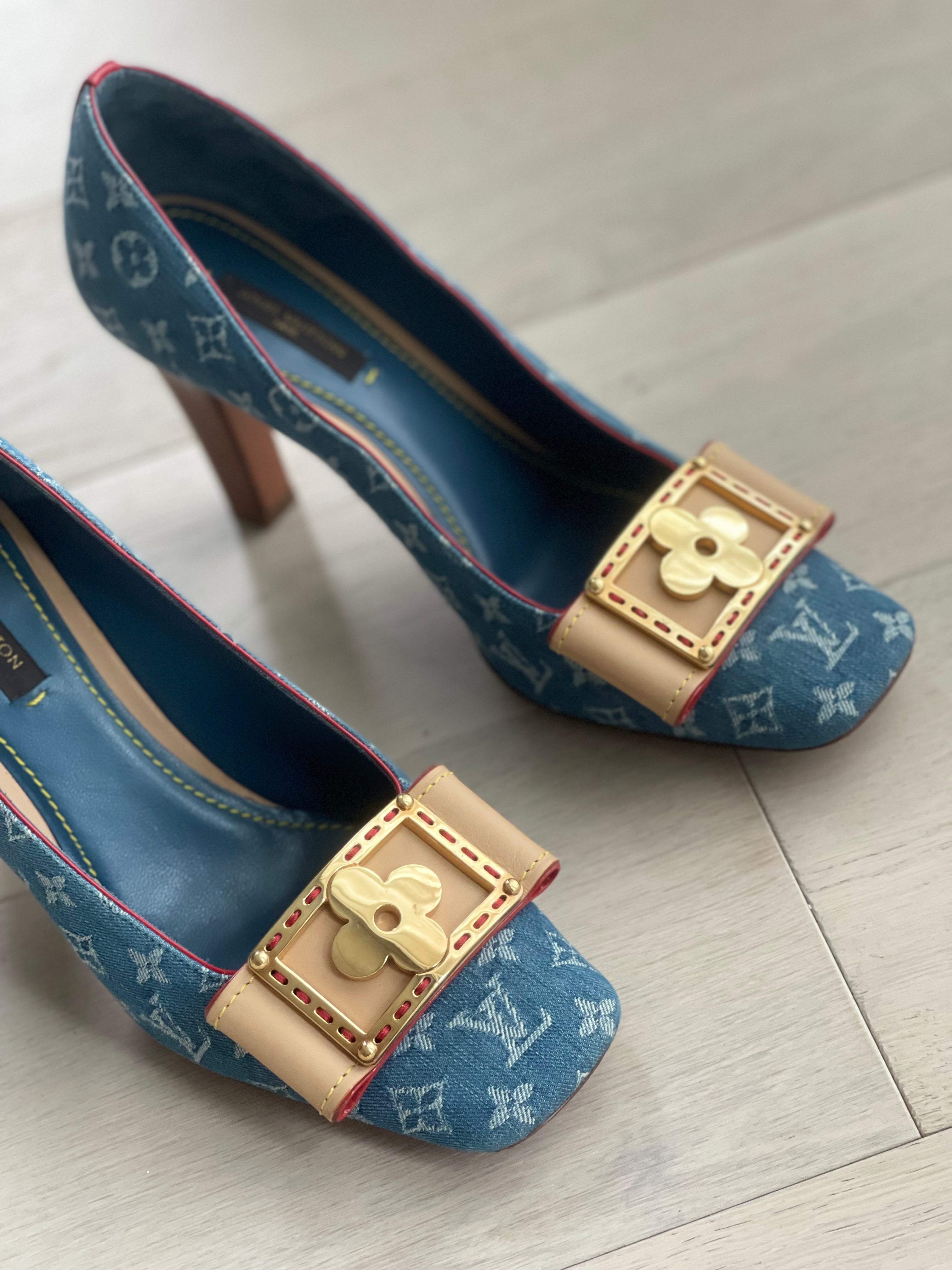 Pre-owned Louis Vuitton Monogram Denim Pumps – Sabrina's Closet