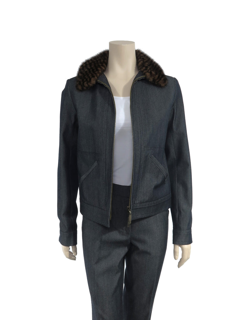 Pre-owned Louis Vuitton Mink Collar Denim Jacket – Sabrina's Closet