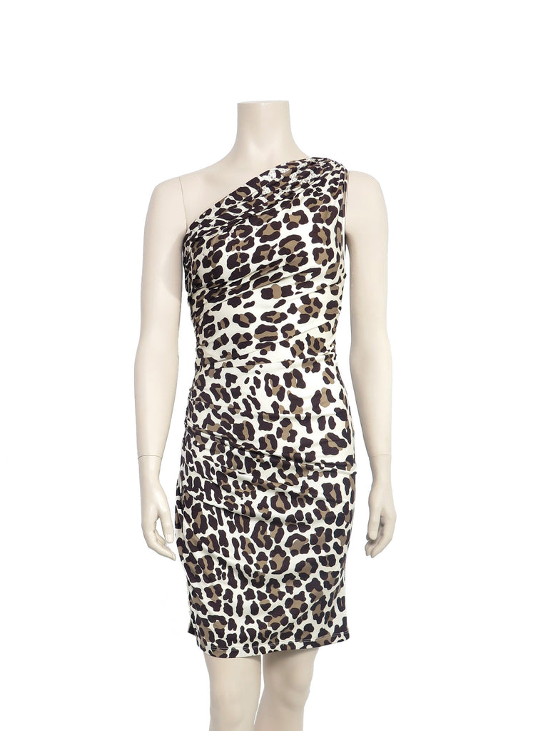 Pre-owned Blumarine Leopard One-Shoulder Silk Dress – Sabrina's Closet