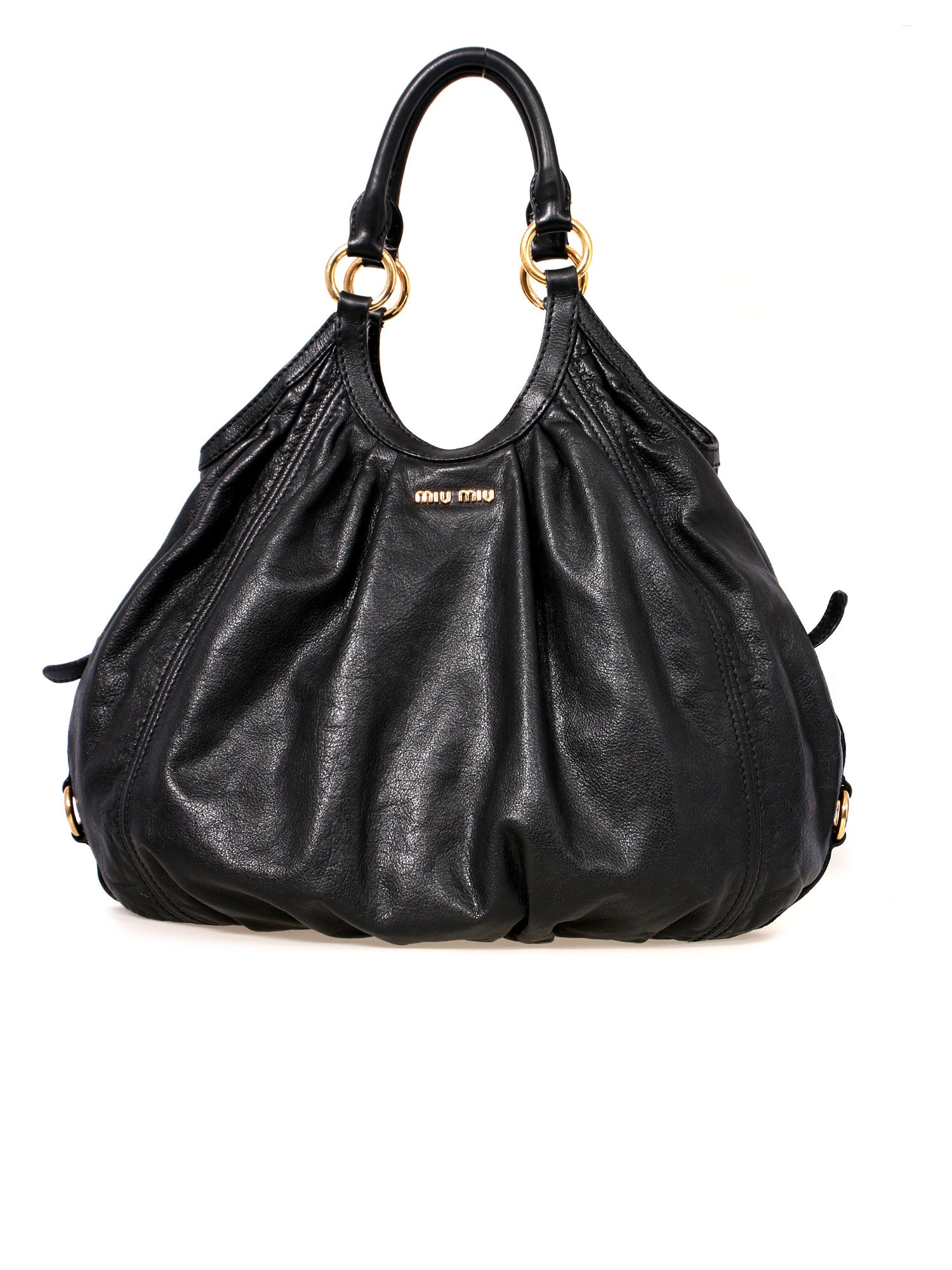 Leather Shoulder Bag in Black - Miu Miu