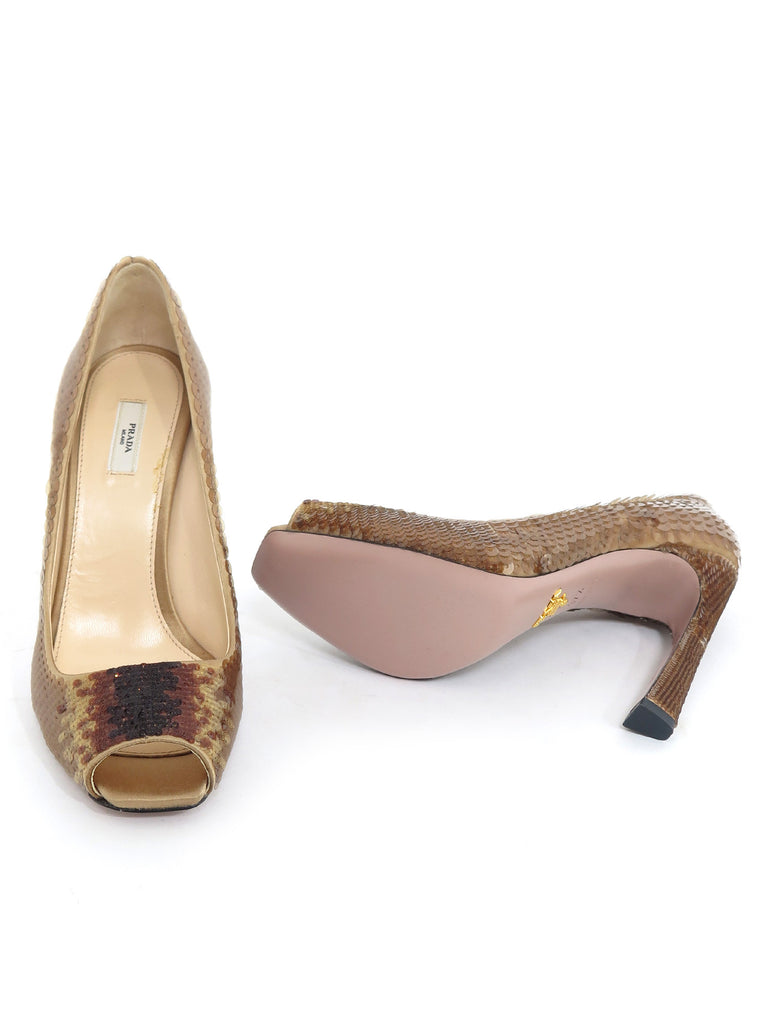 Shop New Prada Sequin Peep-Toe Pumps – Sabrina's Closet