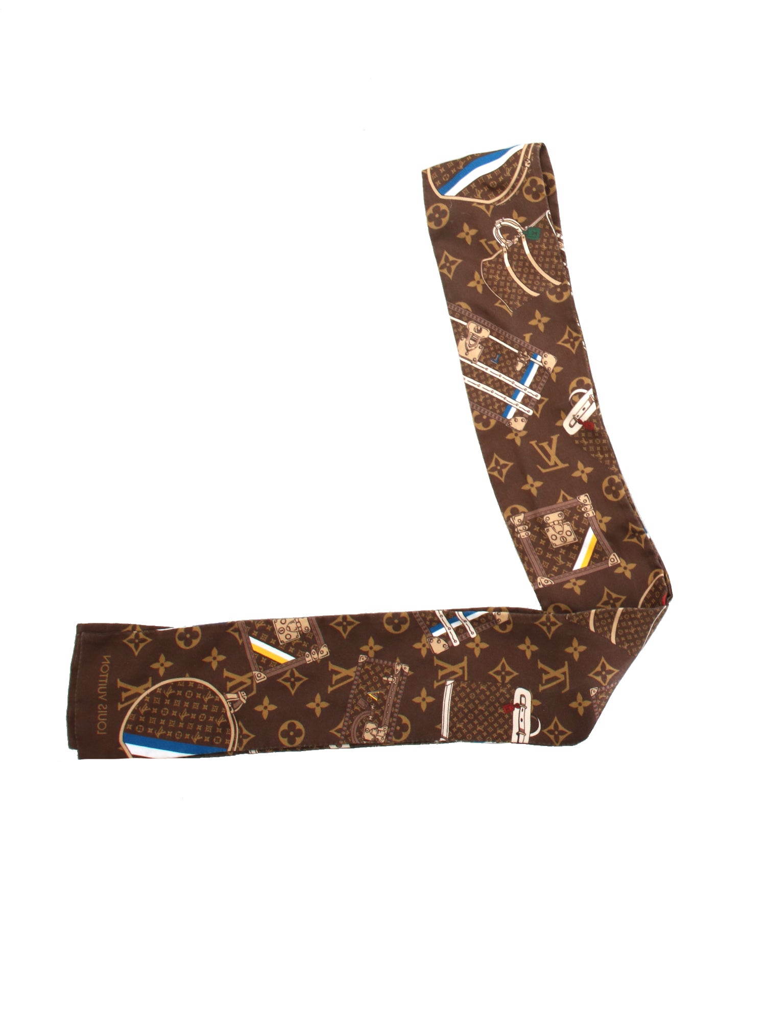 Louis Vuitton Monogram Trunks Silk Bandeau Scarf - Yoogi's Closet