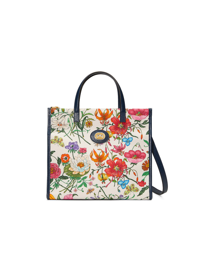 New Gucci Medium Flora Canvas Tote Bag 