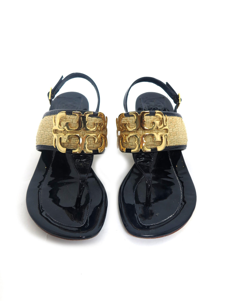 Pre-owned Tory Burch Logo Straw Sandals – Sabrina's Closet