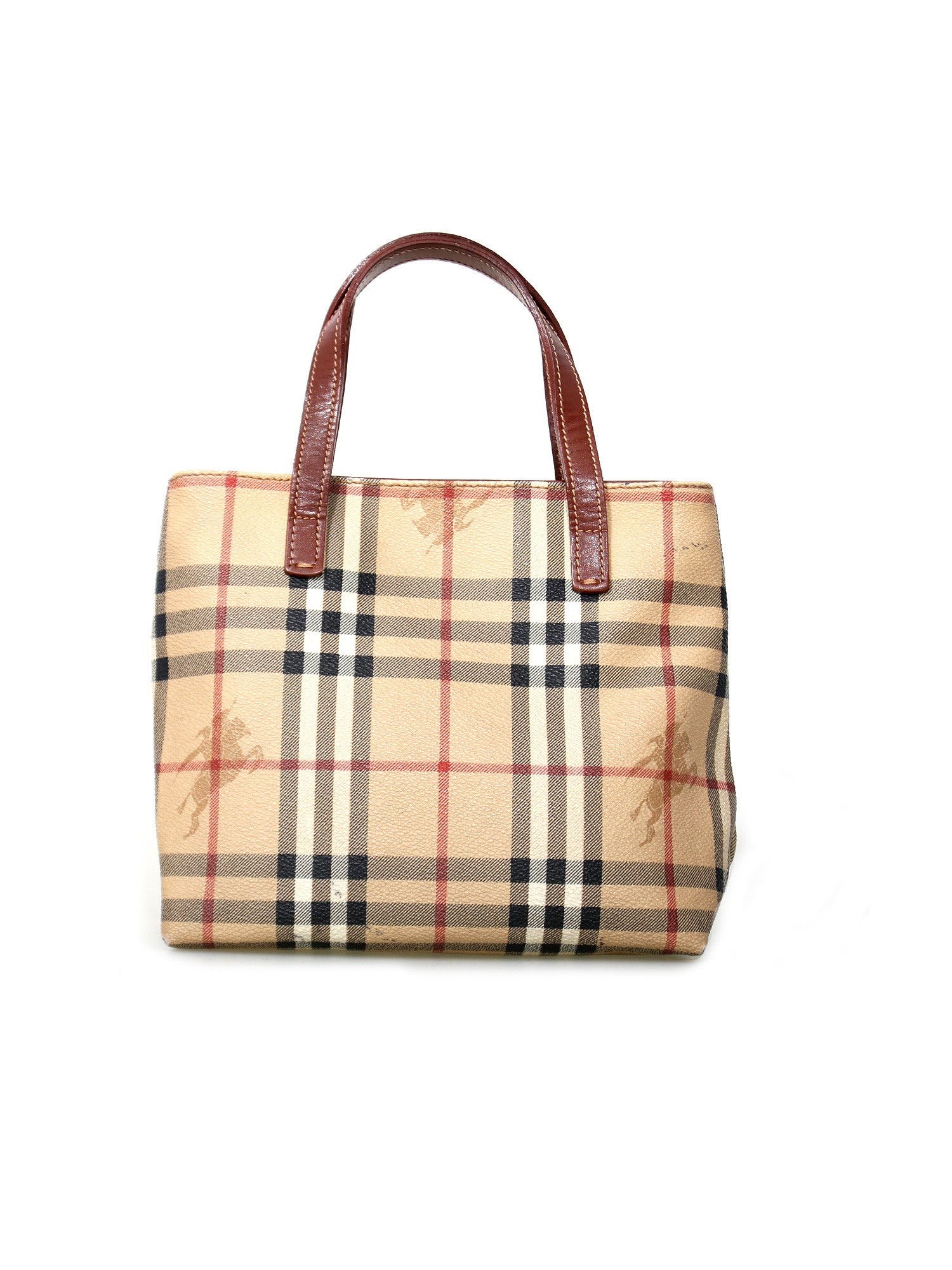 Burberry Tote Bag Small Canta Inn Horse Ferry Check Brown Cloth ref.358862  - Joli Closet