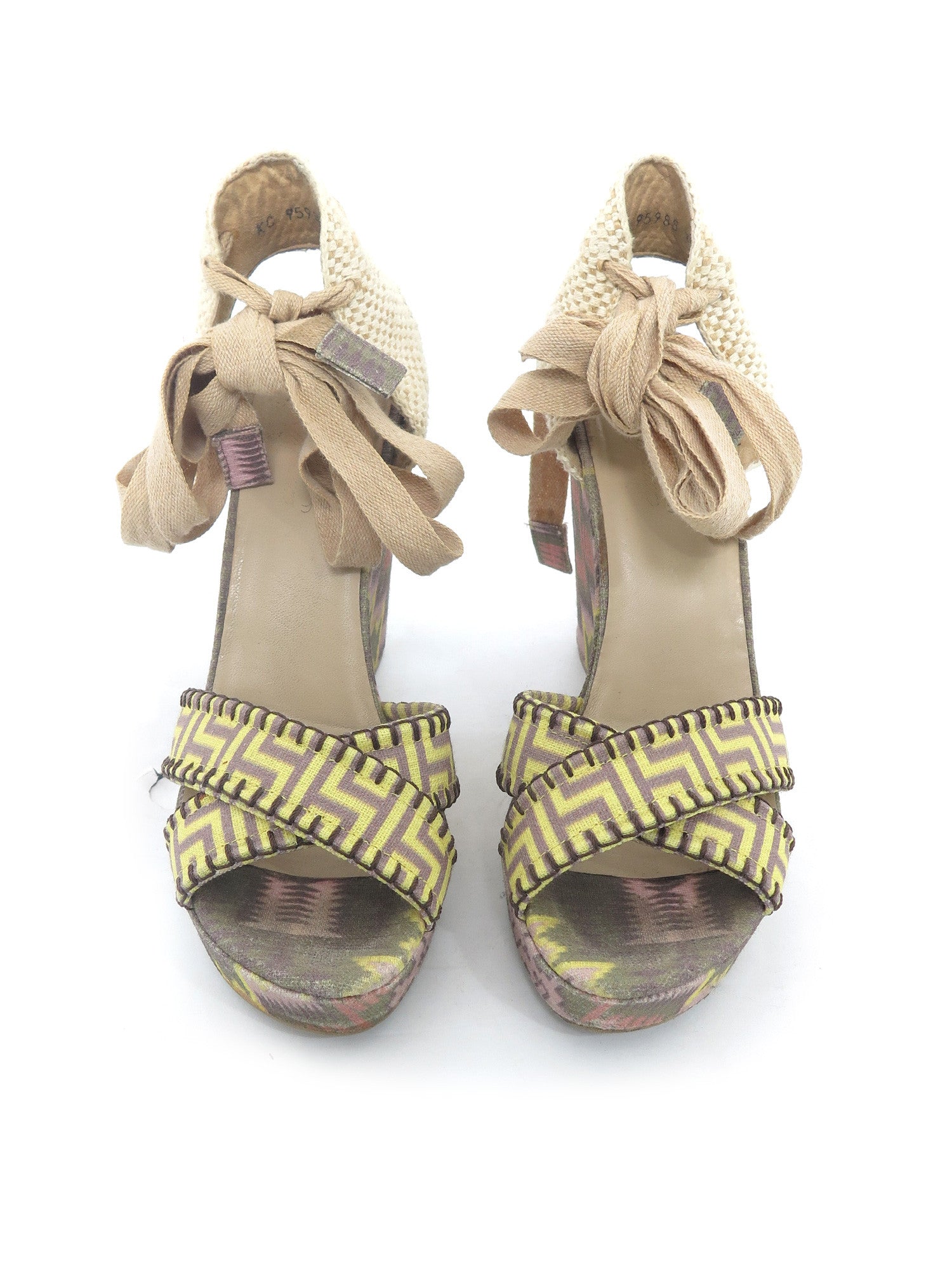Pre-owned Stuart Weitzman Printed Lace-Up Wedges – Sabrina's Closet
