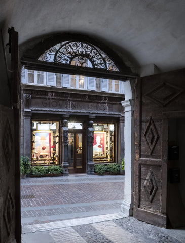 Shop windows of the Bacca hat shop in Rovereto in the Trentino province of Trento