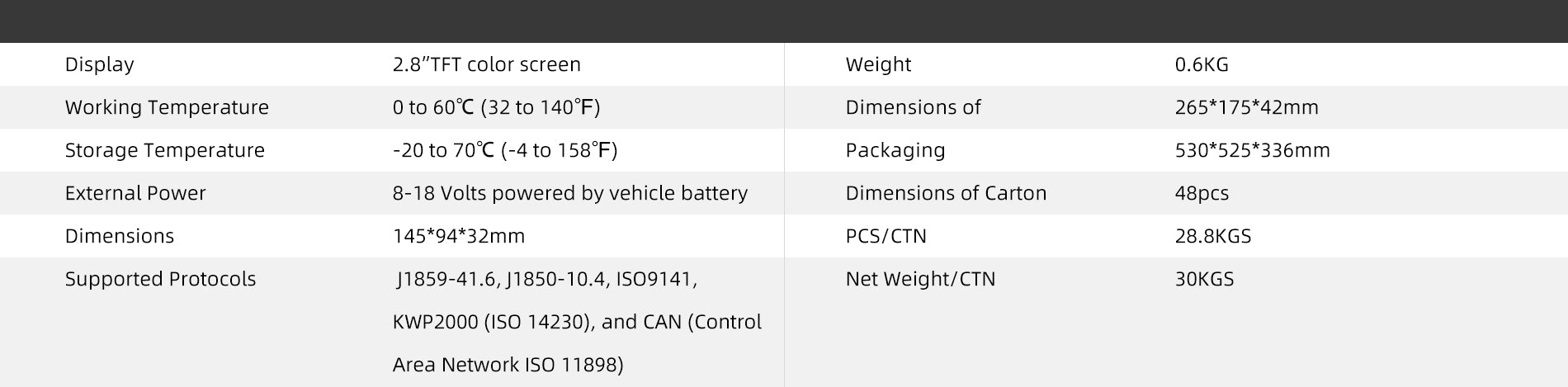 nt301 Specifications