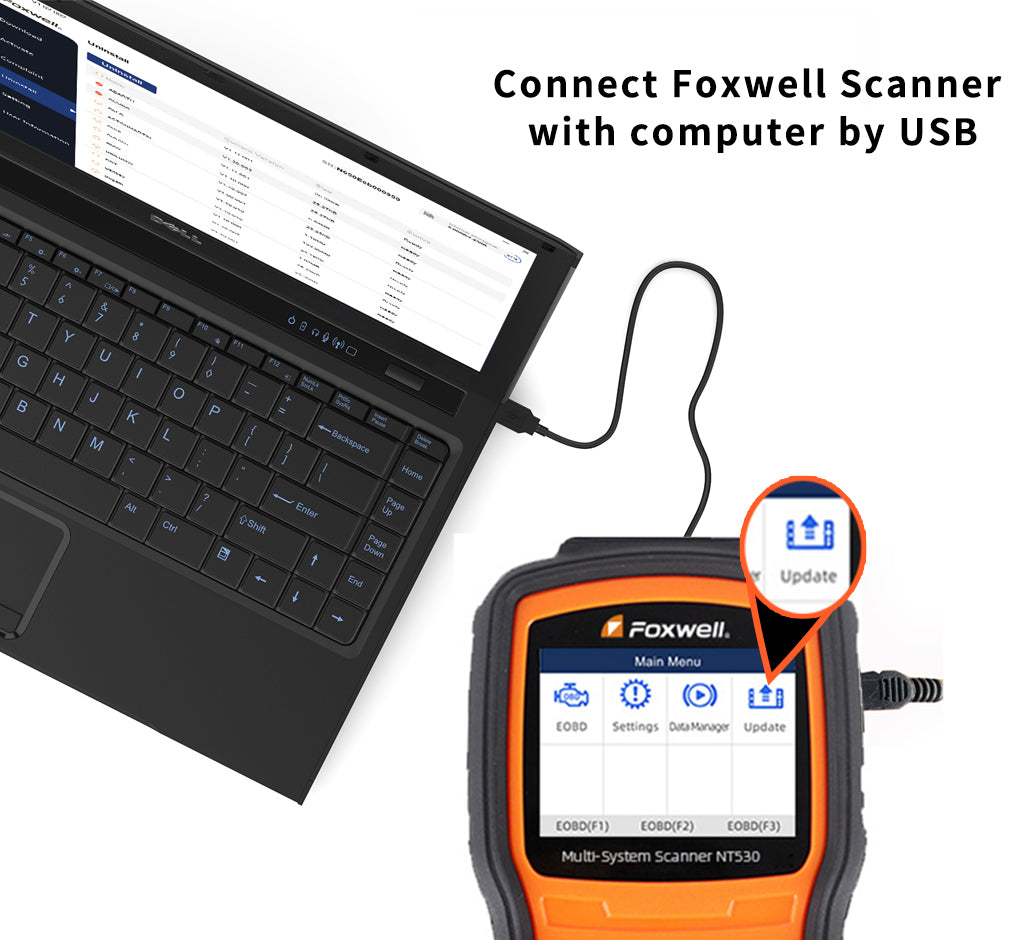  Connect Foxwell Scanner  with computer by USB