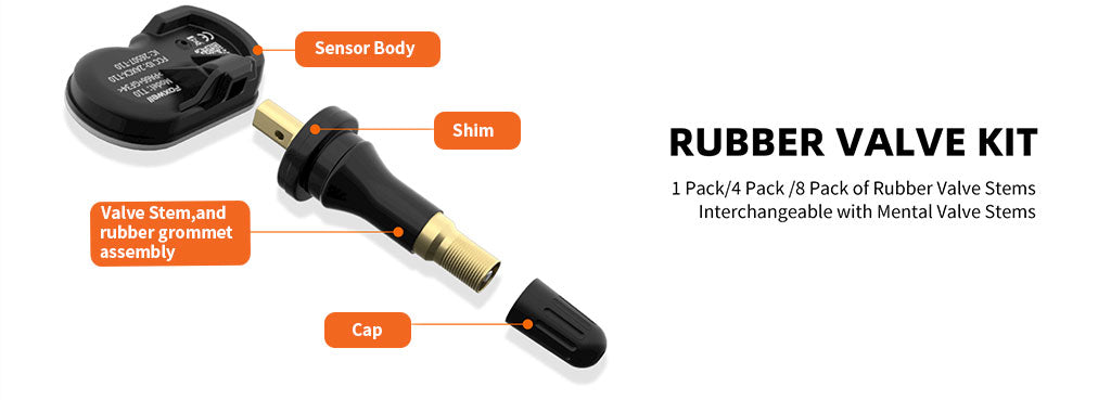 FOXWELL T10 Programmable TPMS Sensor 433/315MHz 2 IN 1 Gum Head Metal Head