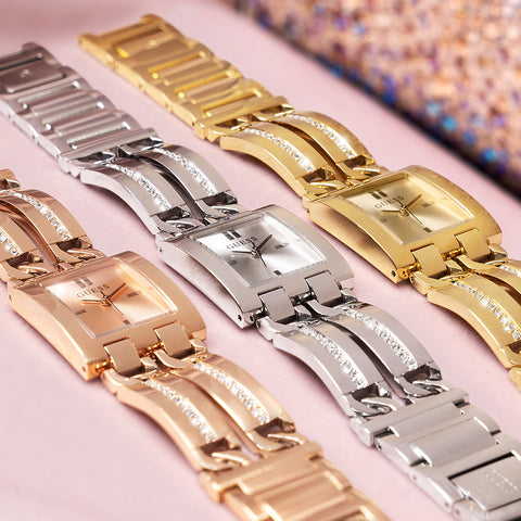 silver, gold and rose gold womens chain watches