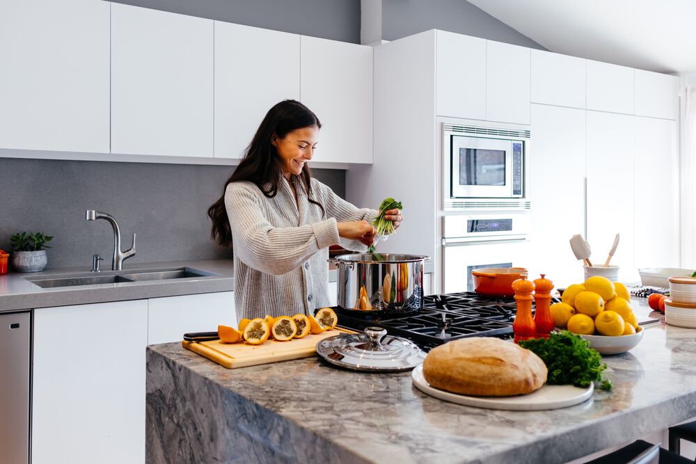 woman in modern kitchen