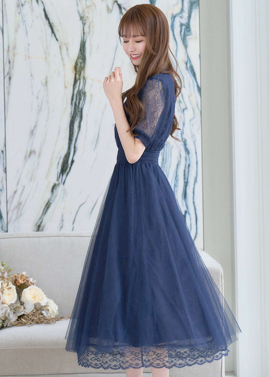 Étoile bleue lace dress/ネイビー | エミリアウィズ公式オンラインストア