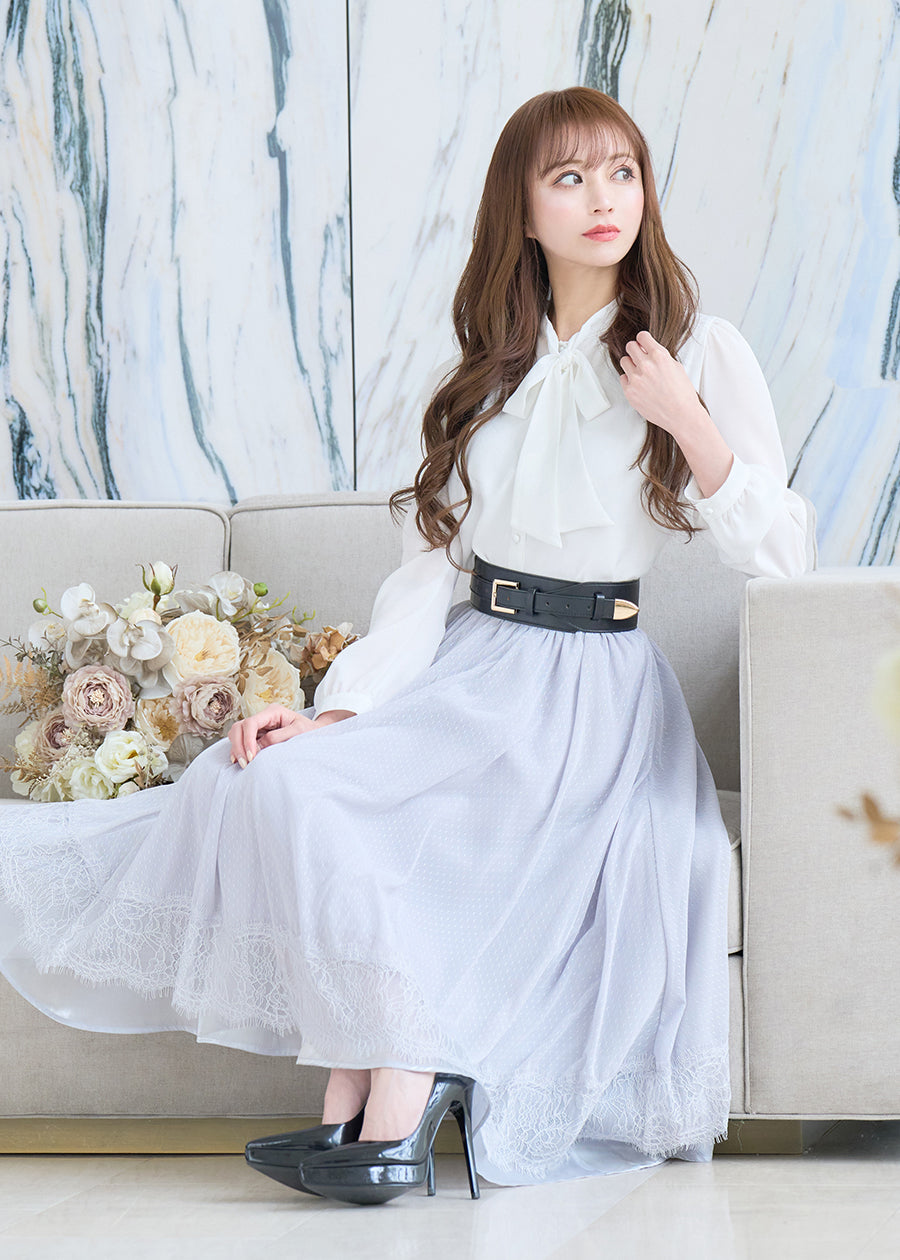 Lace flower flare dot skirt/ホワイト | エミリアウィズ公式オンラインストア