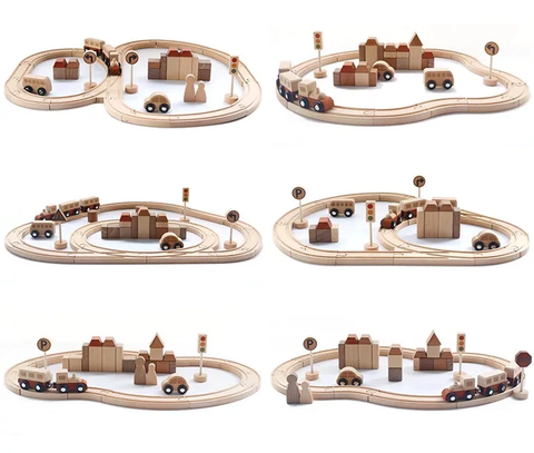 Forest Town | Montessori Wooden Train Set