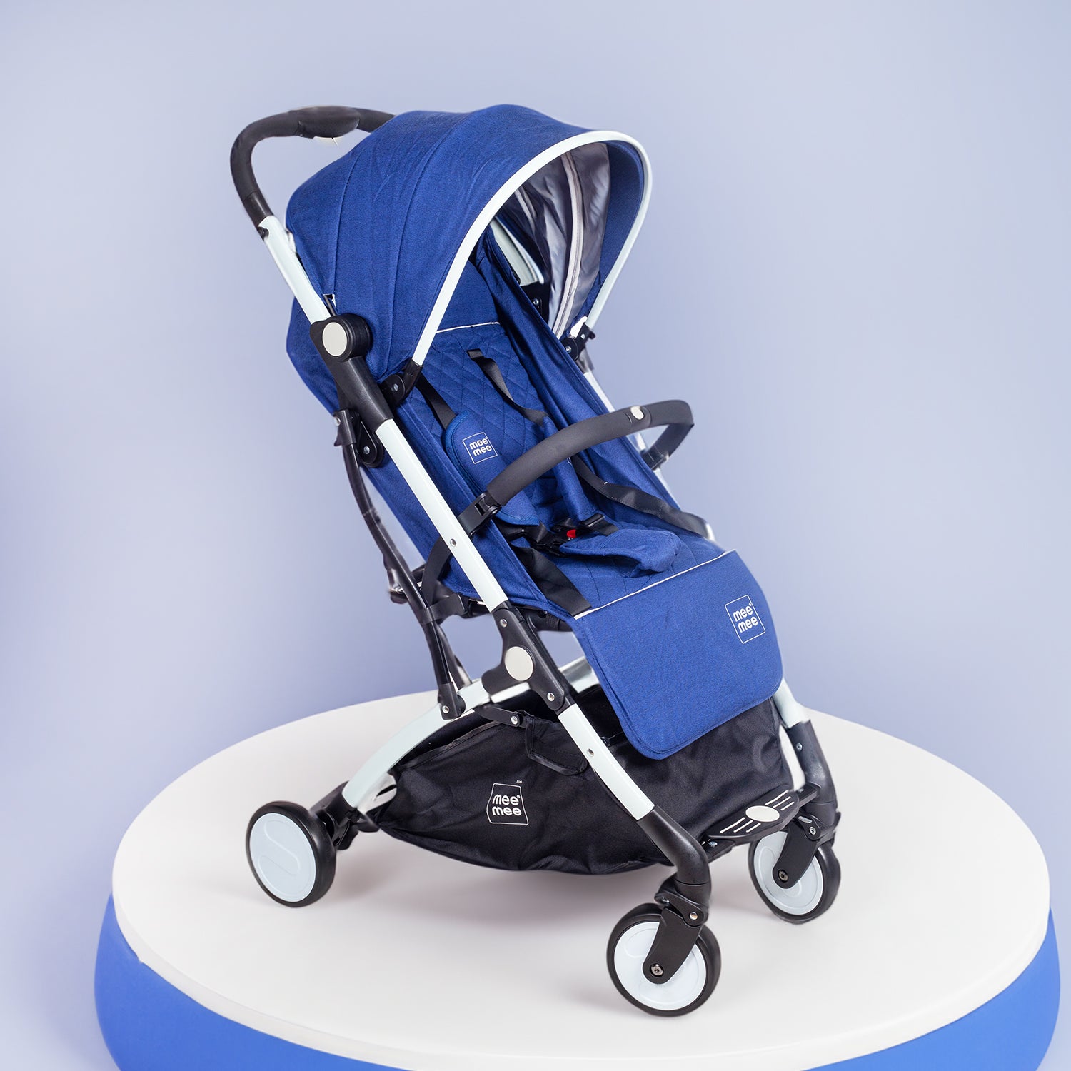 Premium Stylish Portable Baby Stroller Pram with Compact Tri-Fold | Travel-Friendly - Blue