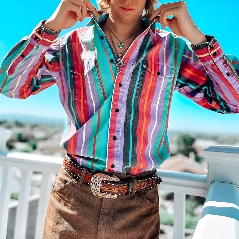 Heren gestreepte lange mouw shirt