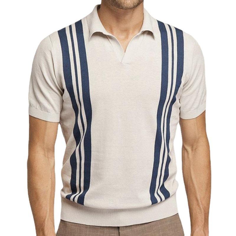 Men's Striped Short Sleeve Polo T-Shirt 94501247Y – Manlytshirt
