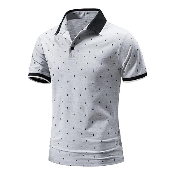 Men's Lapel Print Short Sleeve Polo Shirt 18539978M