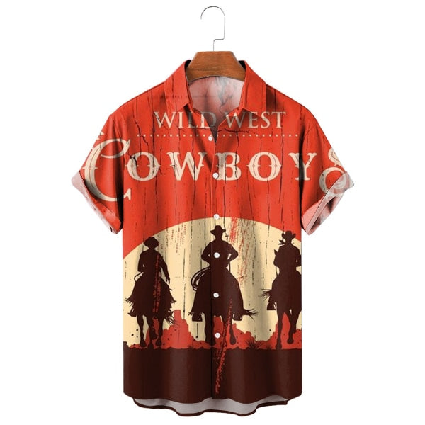 Wild West Denim Mens Printed Shirt 46143144X Shirt(A) / Red S Shirts & Tops